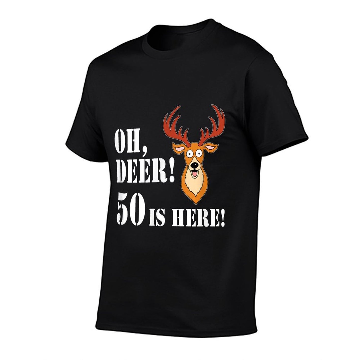 Oh Deer 50 Is Here Animal Pun 50th Birthday  Rolled Sleeves T-Shirt