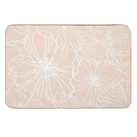 Flower Drawing, Blush Pastel  High-Traffic Bath Mat