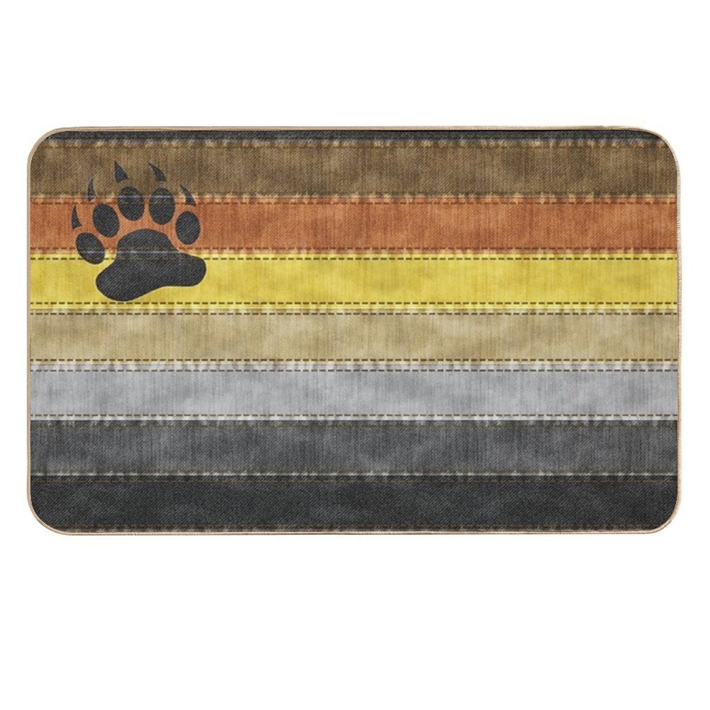 Denim Textured Seamless Gay Bear Pride Flag Pattern  Absorbent Bath Mat