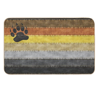 Denim Textured Seamless Gay Bear Pride Flag Pattern  Absorbent Bath Mat