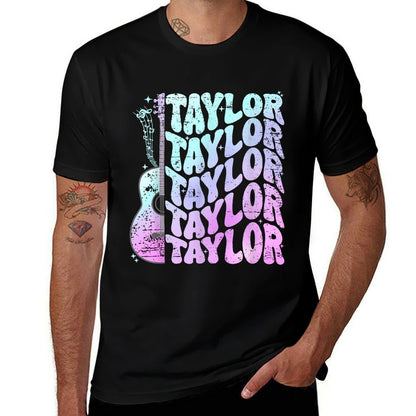 Girl Retro Taylor First Name Personalized Groovy 80&#39;s Pink  Quick-drying T-Shirt