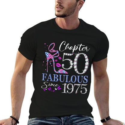 Womens Chapter 50 EST 1975 50 Years Old 50th Birthday Queen  Tagless Design T-Shirt