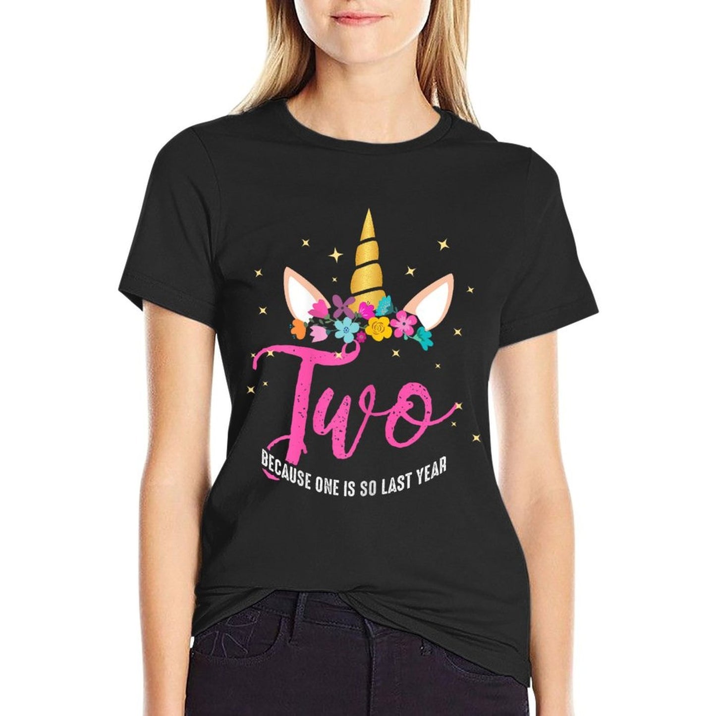 2 Years Old Birthday Girl Gifts Unicorn 2nd Birthday  Fade-proof Color T-Shirt