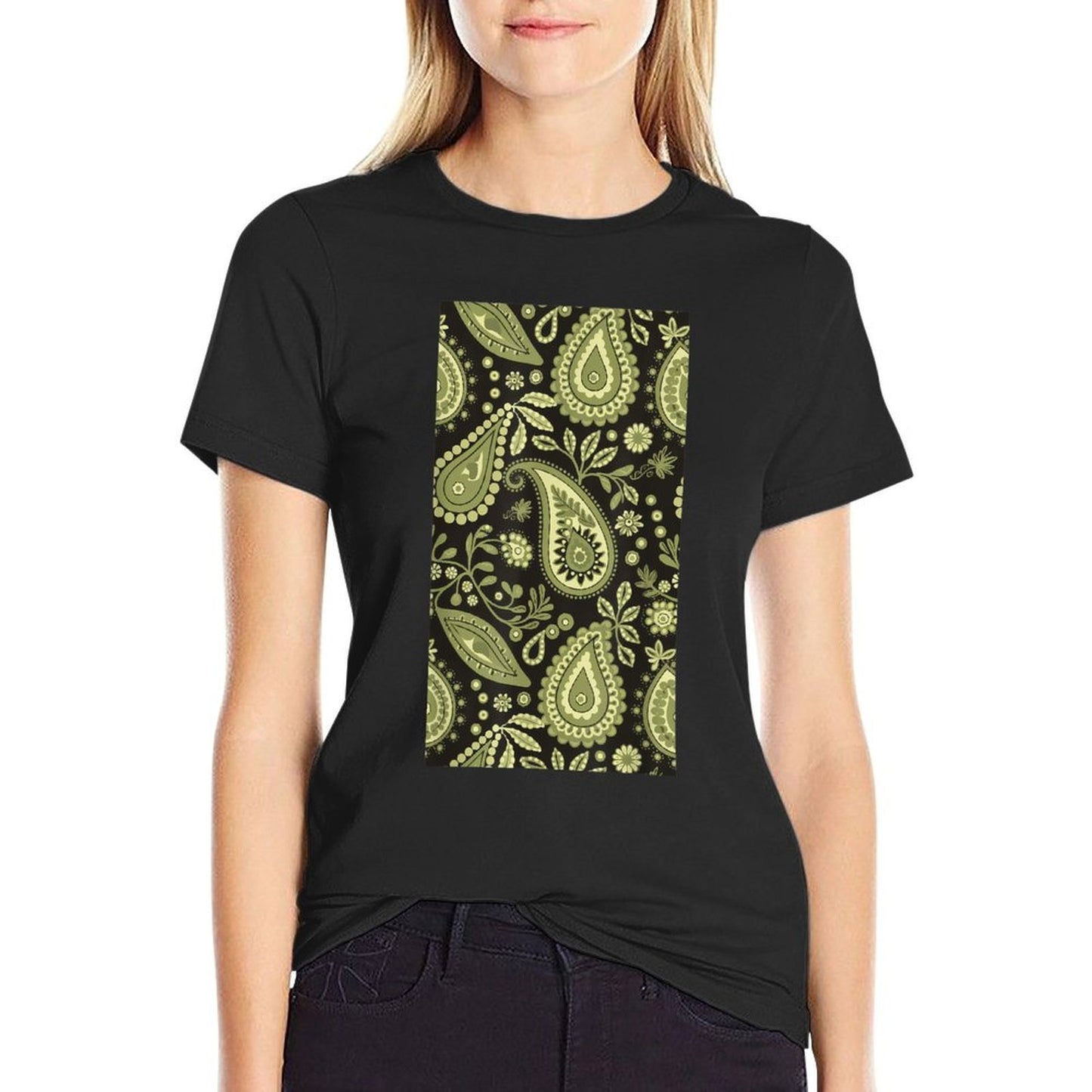 Paisley Pattern Bandana Paisley  Rolled Sleeves T-Shirt