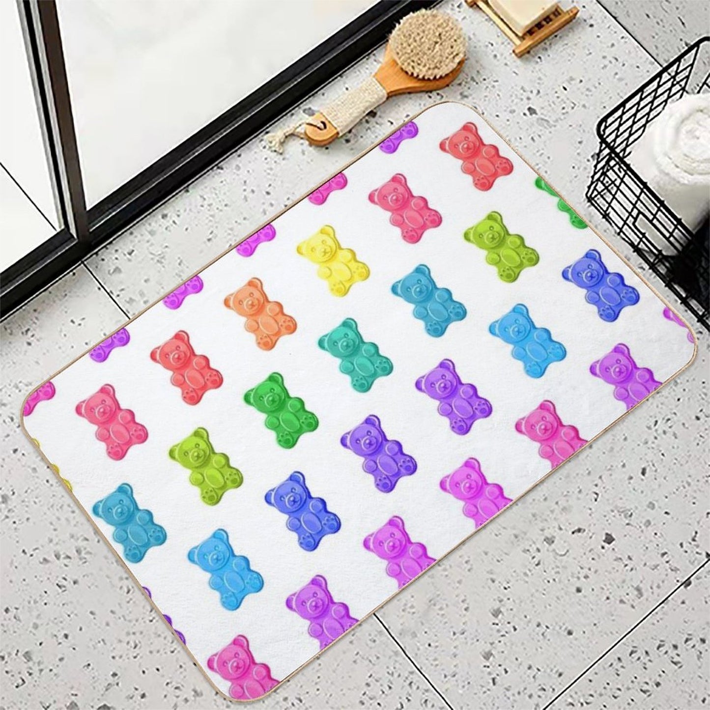 Rainbow Gummy Bears  Absorbent Bath Mat
