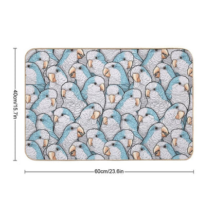 Blue Quaker Monk Parakeets  Dirt-Trapping Bath Mat