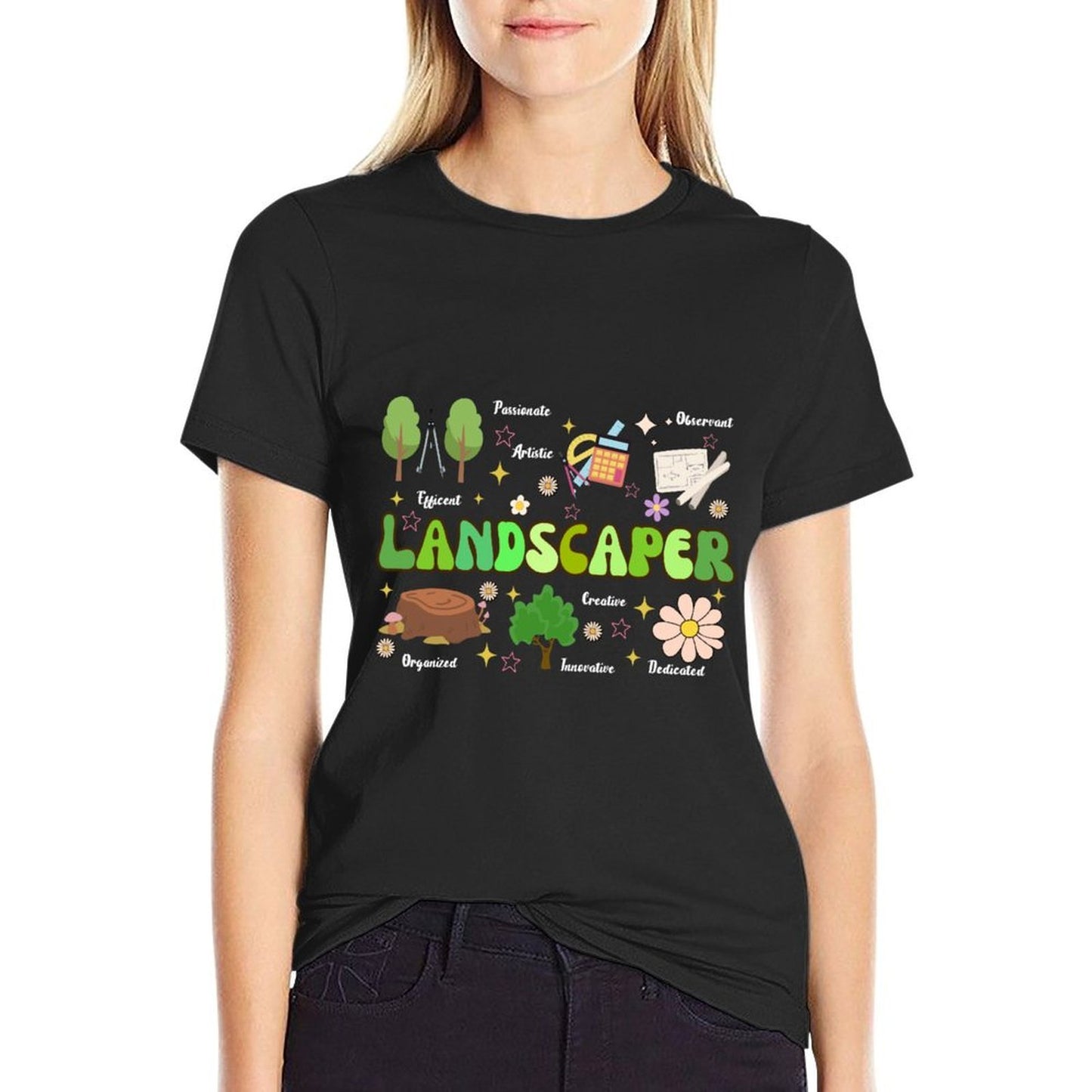 Groovy Landscaper Art For Men Women Gardeners Landscape  Breathable T-Shirt