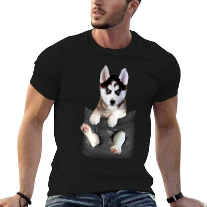 Siberian Husky In Pocket Puppy T  Stretchy T-Shirt