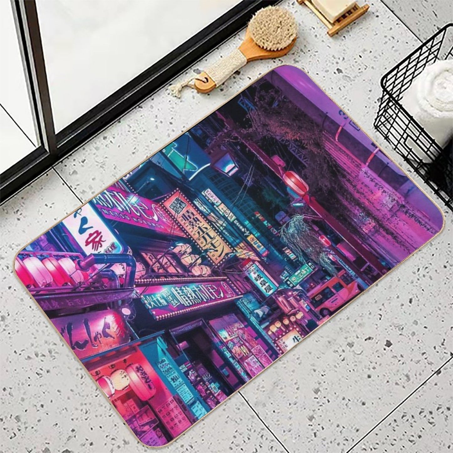 Magic of Cyberpunk Japan  Easy Maintenance Bath Mat