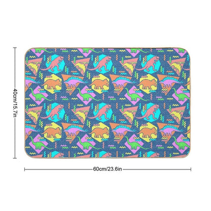 Nineties Dinosaurs Pattern  Toxin-Free Bath Mat