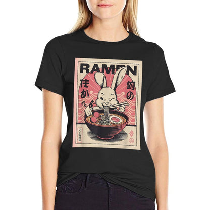 Anime Rabbit Manga Kawaii Otaku Neko Japanese Ramen Rabbit  Durable T-Shirt