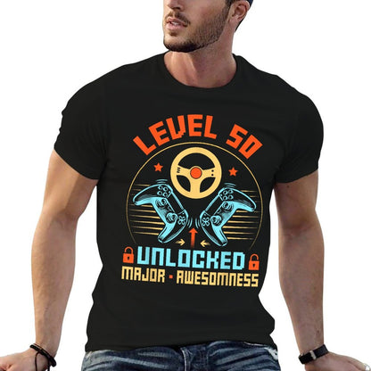 Level 50 Unlocked Video Gamer 50th Birthday Gifts  Tagless Design T-Shirt
