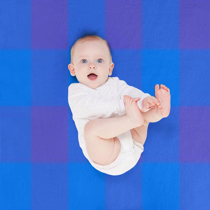 Deep Blue And Violet Checkered Pattern Durable Throw Blanket