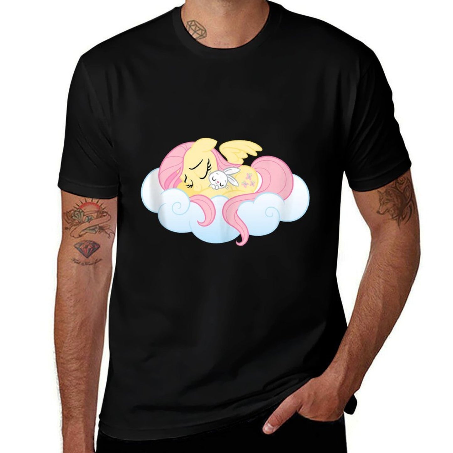My Little Pony Fluttershy And Angel Bunny Sleeping  Lightweight T-Shirt
