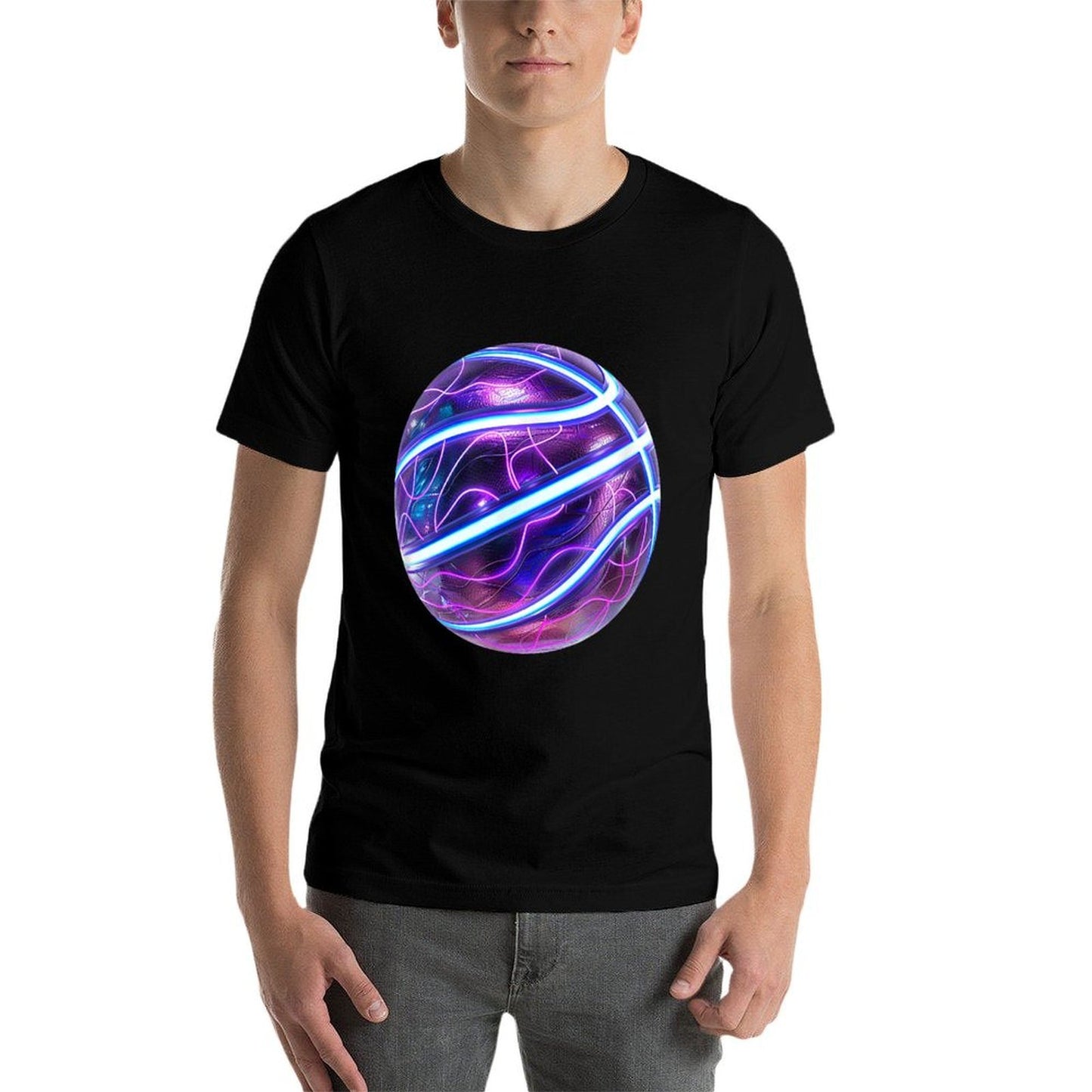 Basketball Ball Sports Purple Blue  Summer-ready Fabric T-Shirt