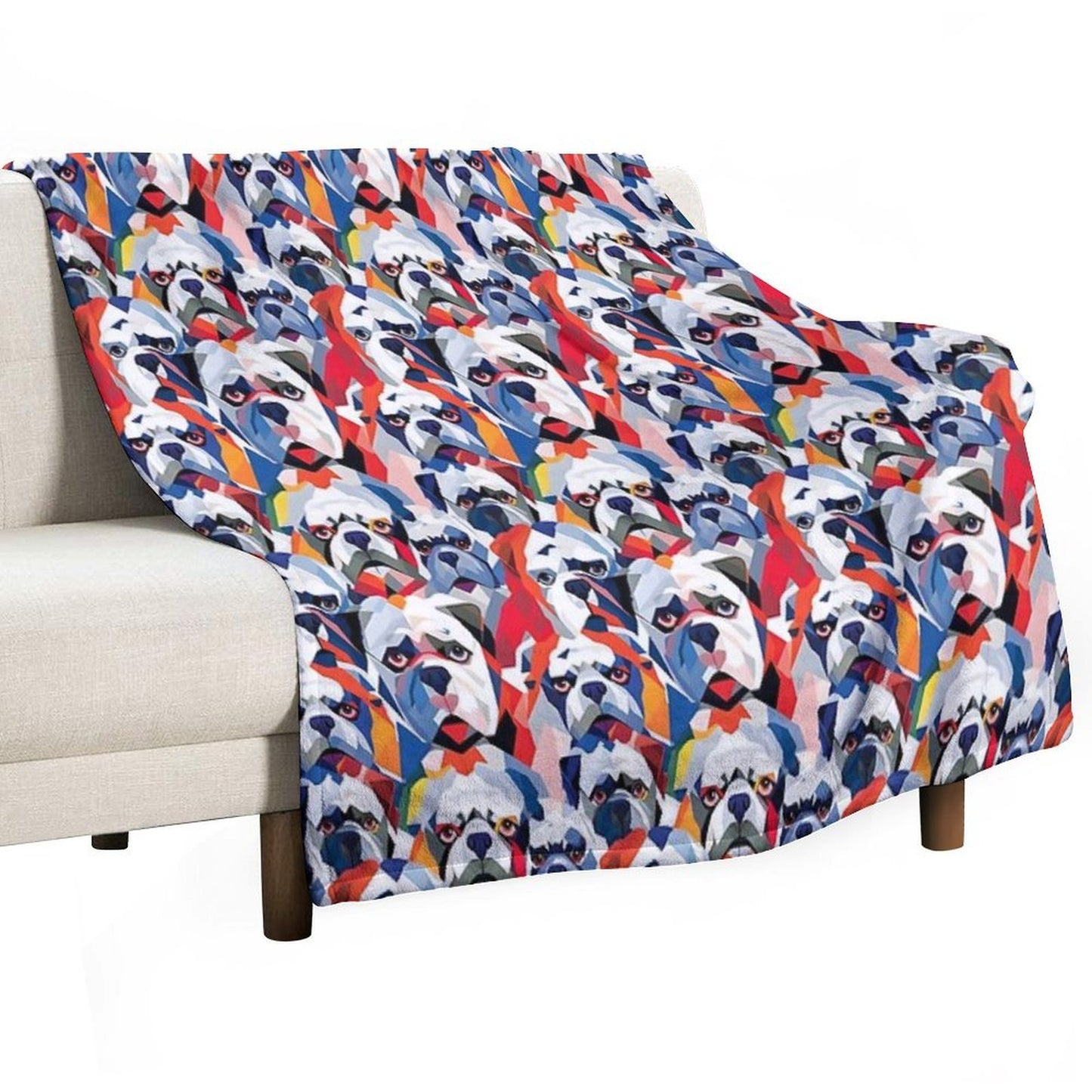 Bulldog in Geometric Camouflage Pattern Lightweight Throw Blanket
