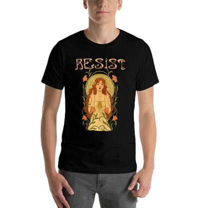 Resist Art Nouveau Mucha Anti Trump Women Feminist  Graphic-printed T-Shirt