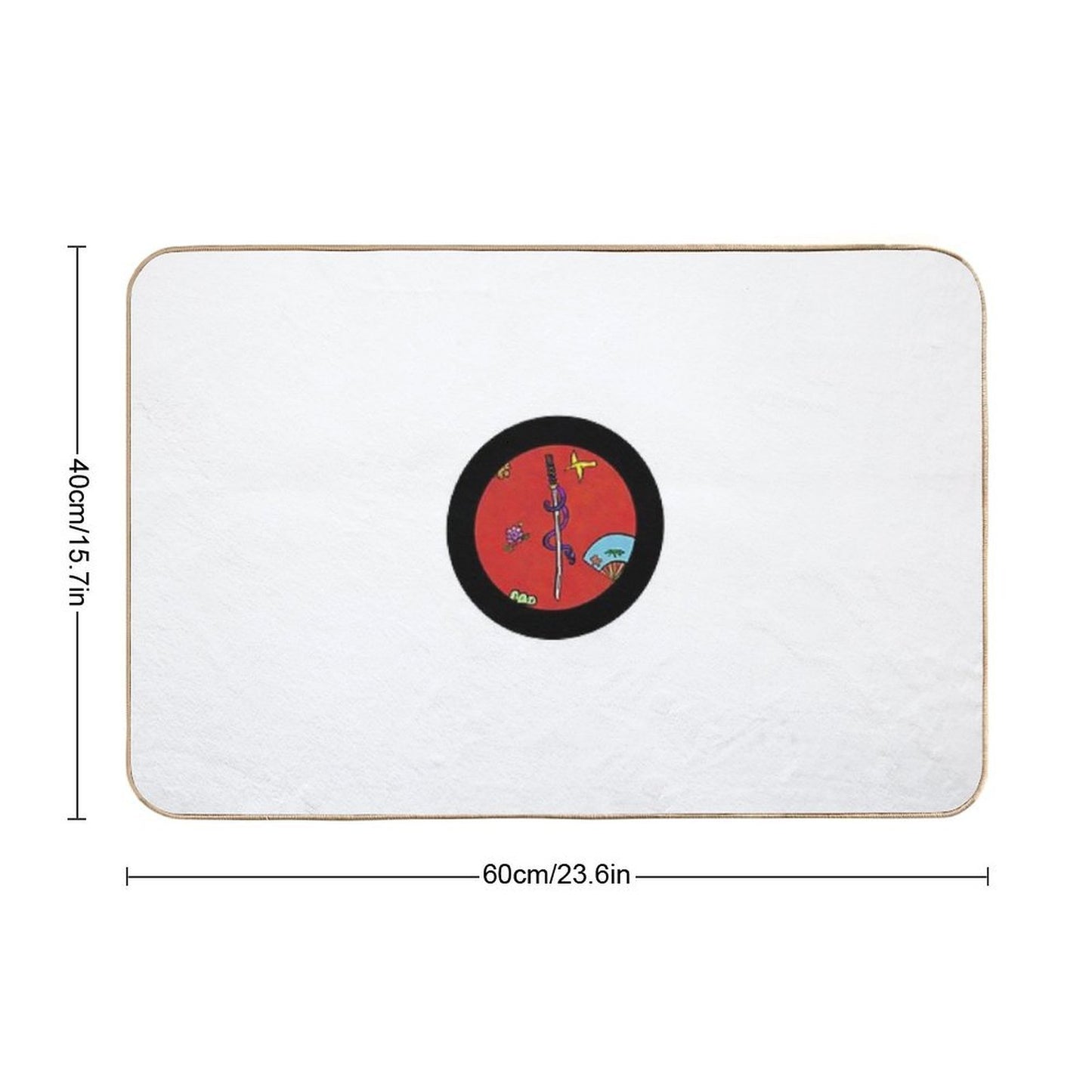 Okinawan Weapon Art Red  Easy Maintenance Bath Mat