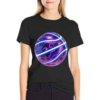 Basketball Ball Sports Purple Blue  Summer-ready Fabric T-Shirt