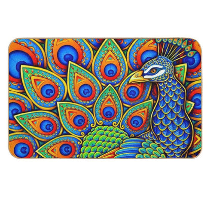 Colorful Paisley Peacock Rainbow Bird  Rapid-Drying Bath Mat