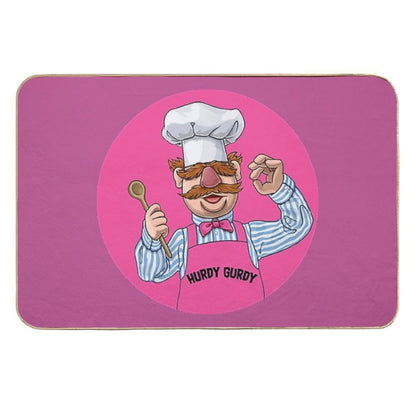 Hurdy Gurdy Bork Bork Microwave Chef - Bad Cook Gifts - Lazy Cooks - Funny Swedish Chef  Absorbent Bath Mat
