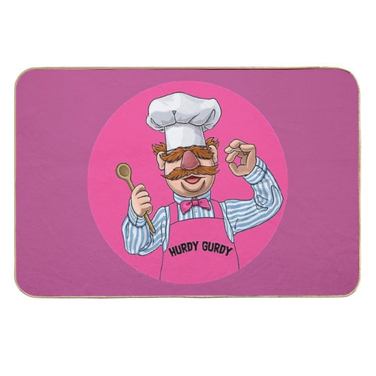 Hurdy Gurdy Bork Bork Microwave Chef - Bad Cook Gifts - Lazy Cooks - Funny Swedish Chef  Absorbent Bath Mat