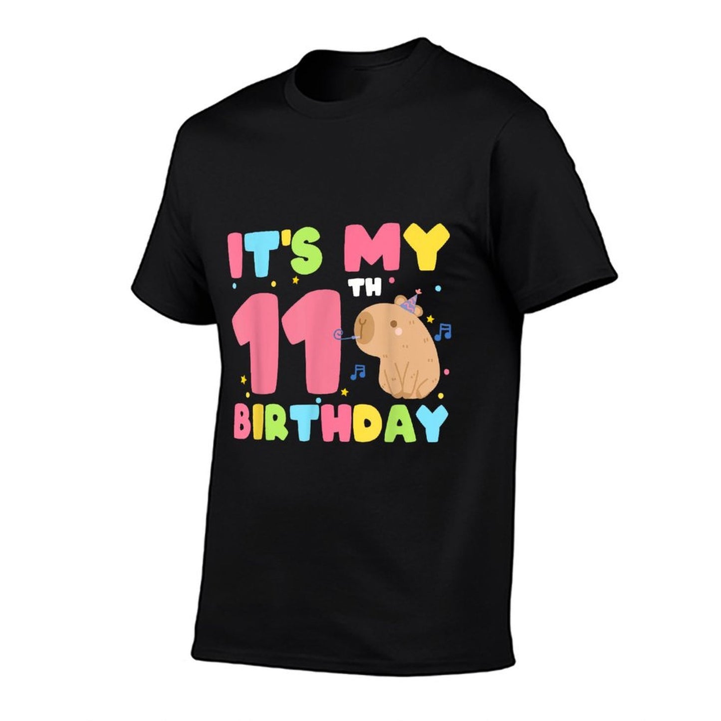 It's My 11th Birthday Capybara 11 Years Old Capy Birthday  Polyester Blend T-Shirt