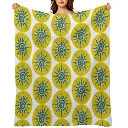 Blue Sun Spiral Boho Aesthetic Easy Care Throw Blanket