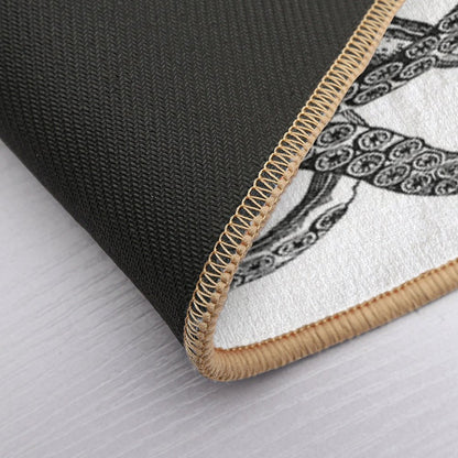 Half Octopus  Right Side  Vintage Octopus  Tentacles  Sea Creatures  Nautical  Ocean  Sea  Beach  Diptych  Black And W  Rapid-Drying Bath Mat