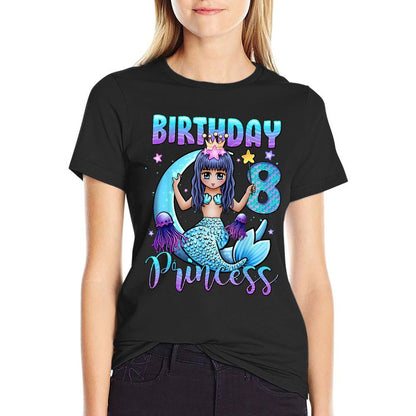Mermaid Birthday Girl 8 Years Old Mermaid 8th Birthday Girls  High-quality Stitching T-Shirt