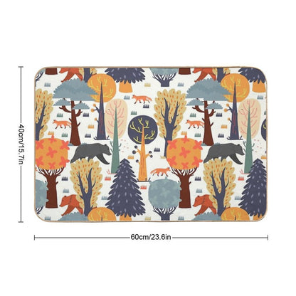Woodland Animal Pattern for Kids  Non-Slip Bath Mat