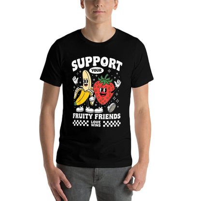 Support Your Fruity Friends Gay Pride Month LGBTQ Funny Ally  Soft T-Shirt