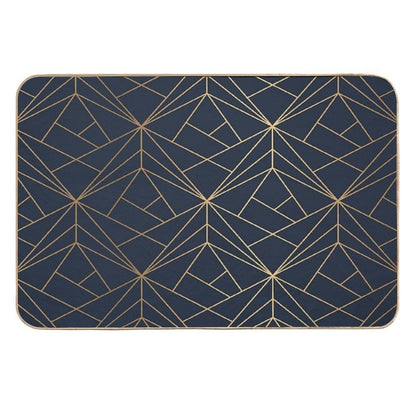 Elegant Geometric Copper Navy Blue  Absorbent Bath Mat