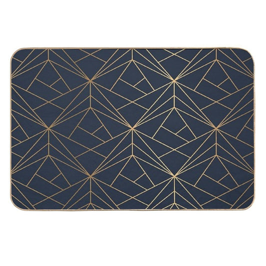 Elegant Geometric Copper Navy Blue  Absorbent Bath Mat