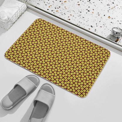 Gold And Green Angled Diamond Bowties on Red  Rapid-Drying Bath Mat