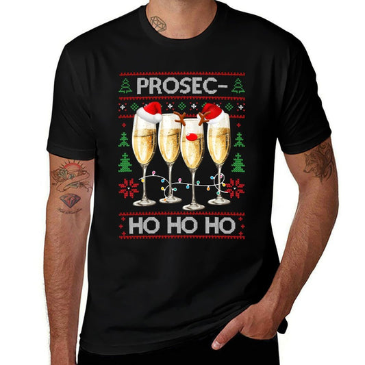 Funny Prosec Ho Ho Ho Christmas Prosecco Santa Hat Wine Sweatshirt  Quick-drying T-Shirt