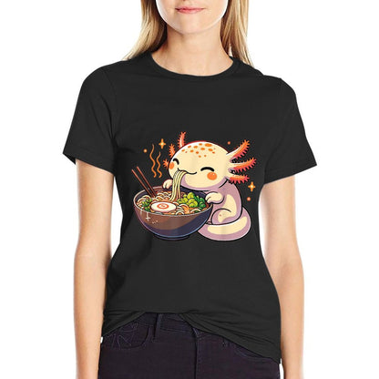 Cute Axolotl Eats Ramen Noodles Axolotls Ramen  Breathable T-Shirt