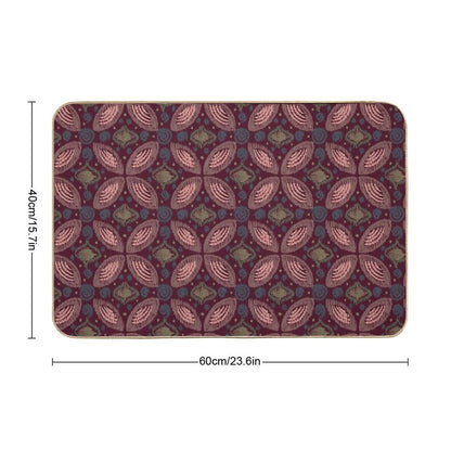 Textured Ikat Floral Swirl  Earth-Toned Abstract Ethnic Pattern  Rapid-Drying Bath Mat