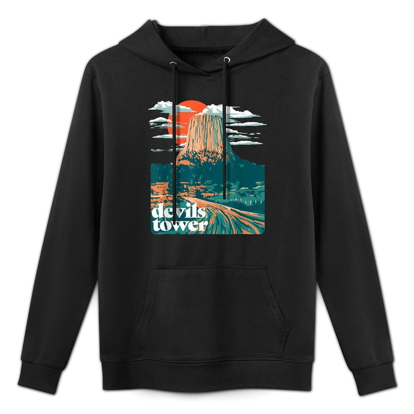 Retro Devils Tower Monument Vintage Design Graphic Versatile Streetwear Hoodie