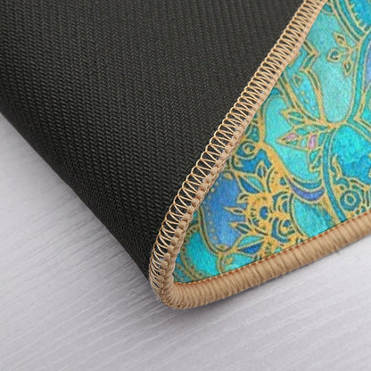 Sapphire & Jade Stained Glass Mandalas  Multi-Purpose Bath Mat