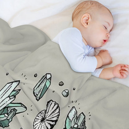 Geo-rex Vortex  Aquamarine  Dinosaur Skull Fossil Art Gift-ready Throw Blanket