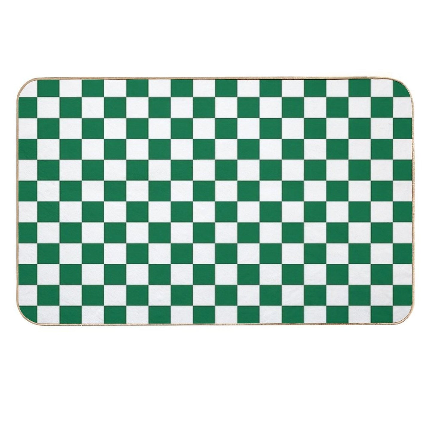 White And Cadmium Green Checkerboard  Repositionable Bath Mat