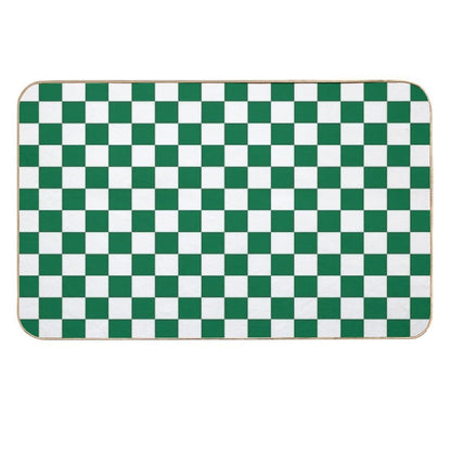White And Cadmium Green Checkerboard  Repositionable Bath Mat