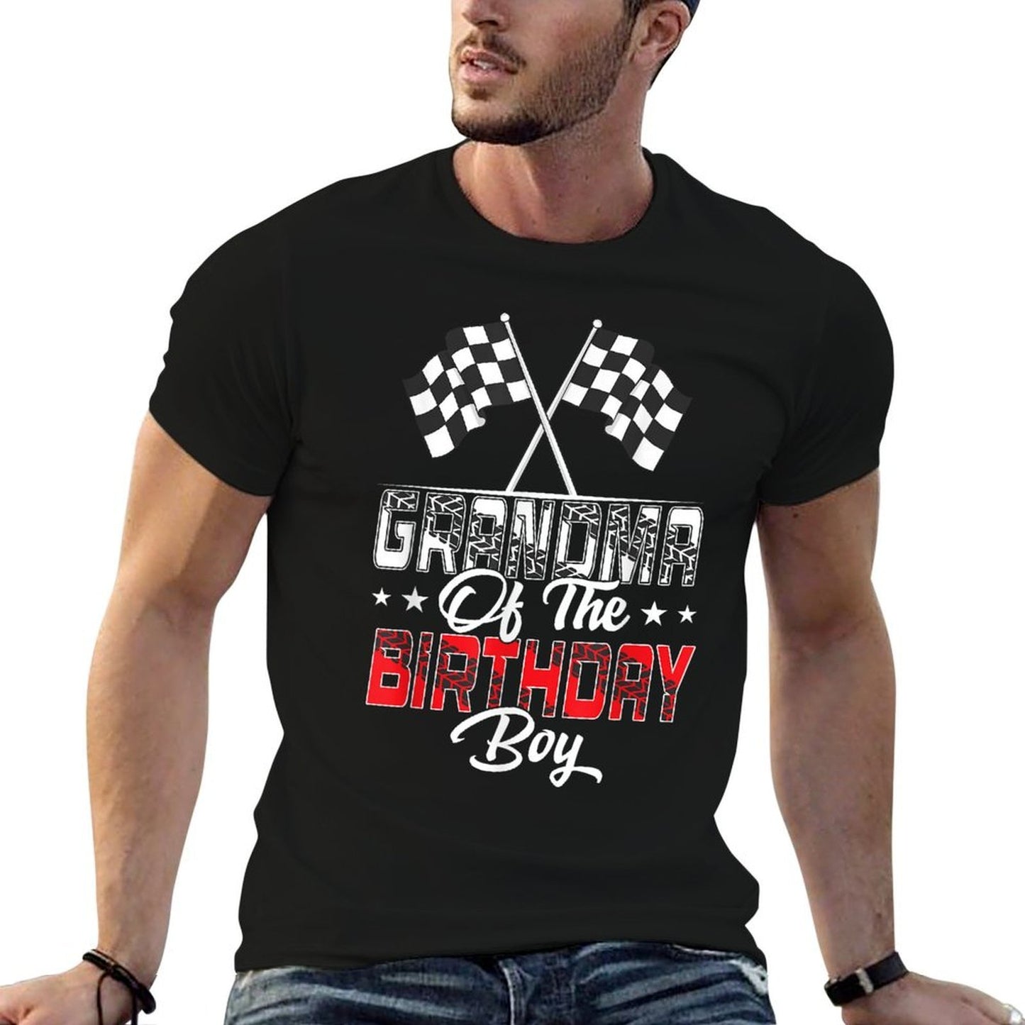 Race Car Grandma Of The Birthday Boy Racing Family Pit Crew  Slim-fit Cut T-Shirt