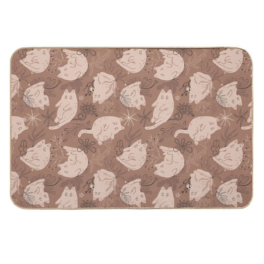 Mocha Mousse 2025 Color of The Year Whiskers  Non-Slip Bath Mat