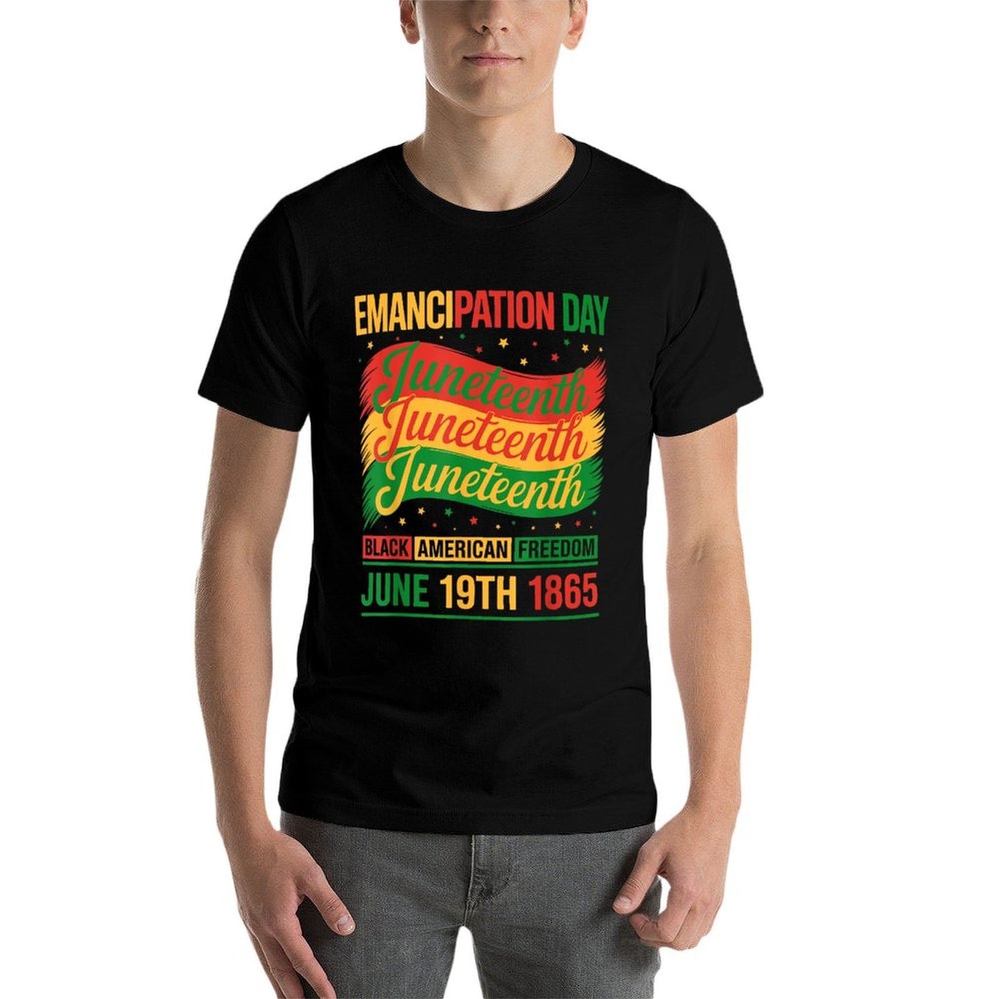 Black American Freedom 1865 Men Women Juneteenth  Easy-care T-Shirt