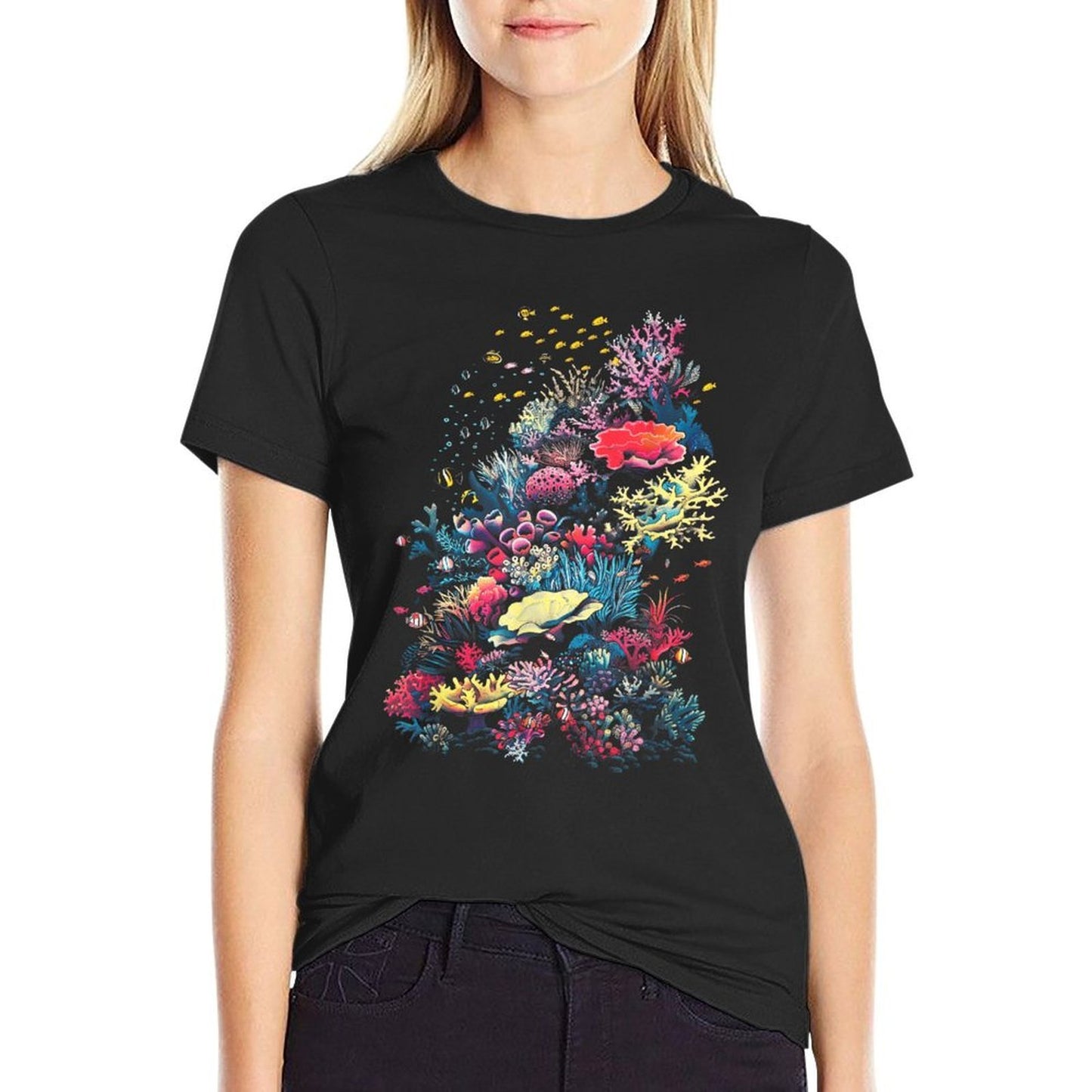Camouflage Underwater Coral Reef Coral Reef  High-quality Stitching T-Shirt