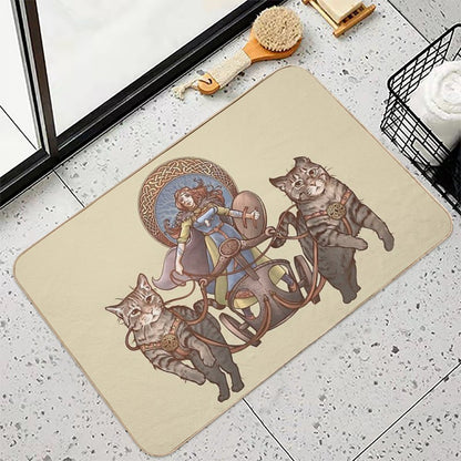 Freya Driving Her Cat Chariot  Odorless Bath Mat