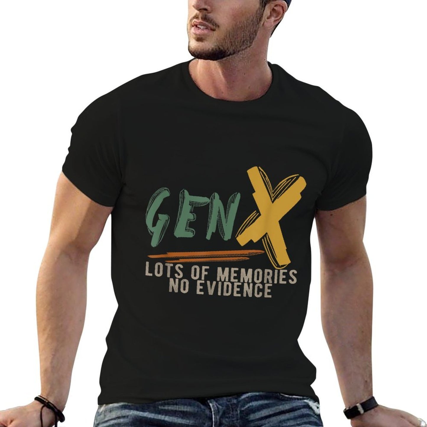 Gen X Lots Of Memories No Evidence Funny Sarcastic Meme  Heathered Texture T-Shirt