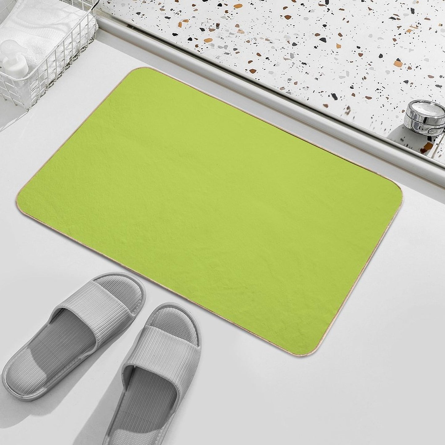 Bright Lime Green Pantone Color  Easy Maintenance Bath Mat